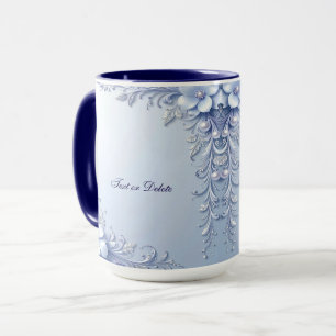 Blaue verzierte Blumen mit Perlen Tasse