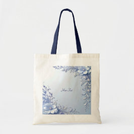 Blaue verzierte Blumen mit Perlen Tote Bag Tragetasche