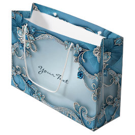 Blaue Verzierte Blumenbeutel Große Geschenktüte