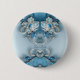 Blaue Verzierte Blumentaste Button