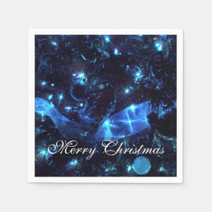 Blaue Verzierungen und Band-Weihnachtsservietten Serviette