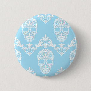 Blaue viktorianische Schädel Button