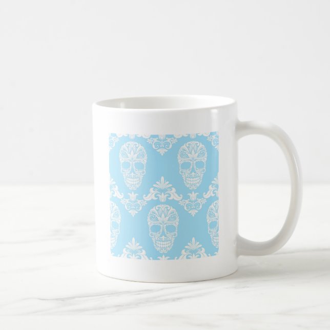 Blaue viktorianische Schädel Kaffeetasse (Rechts)