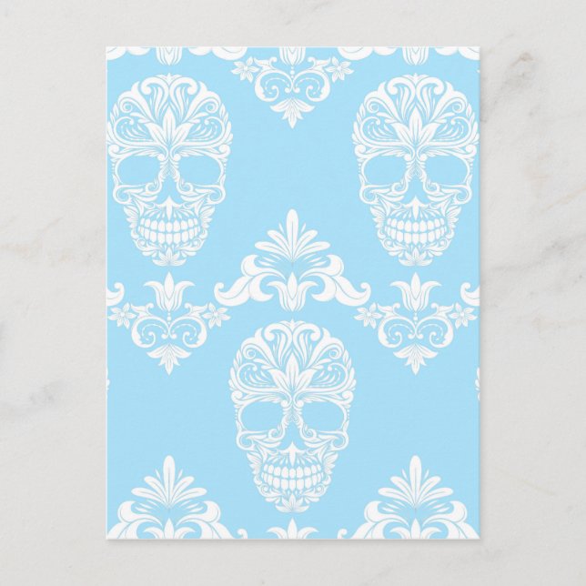 Blaue viktorianische Schädel Postkarte (Vorderseite)