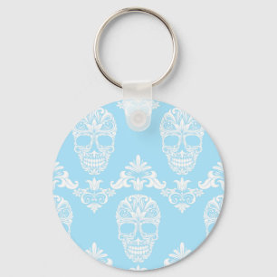 Blaue viktorianische Schädel Schlüsselanhänger
