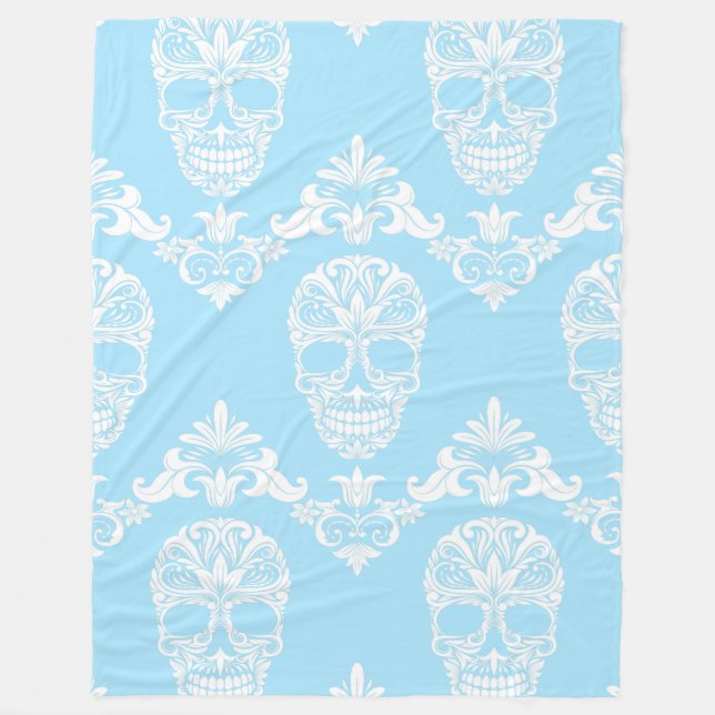 blaue viktorianische Schädeldecke Fleecedecke (Vorderseite)