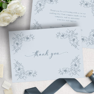 Blaue Vintage-Blumen Dankeskarte