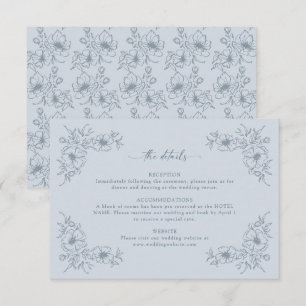 Blaue Vintage-Blumendetails Begleitkarte