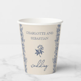 Blaue Vintage Blumenhochzeit Pappbecher