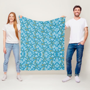 Blaue Vintage-Blumenmuster-Fliese Fleecedecke