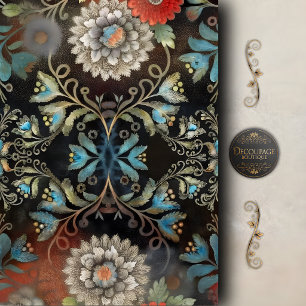 Blaue Vintage-Blumenrolle-Decoupage Seidenpapier