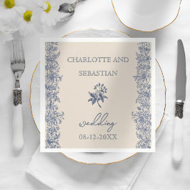 Blaue, Vintage Blumenzimmertafeln Serviette