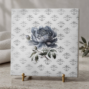 Blaue Vintage-Chinoiserie-Toile-Monogramm Fliese