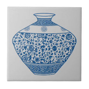 Blaue Vintage-Chinoiserie-Vase Ginger Jar Fliese