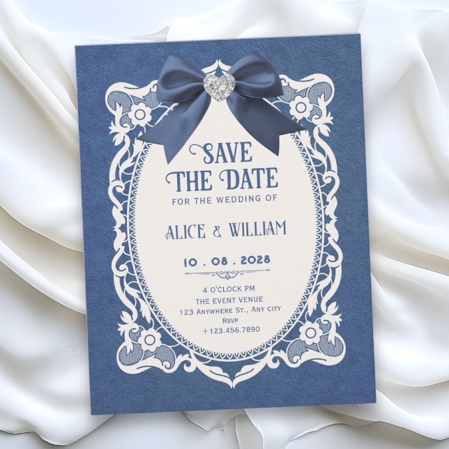 Blaue vintage elegante  save the date (Von Creator hochgeladen)