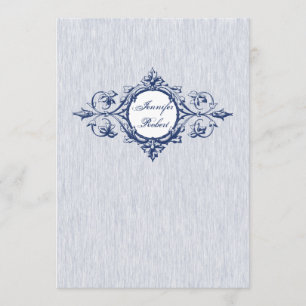 Blaue Vintage Eleganz-Hochzeits-Einladung Einladung