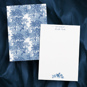 Blaue Vintage-Landschaftstoile mit Urnen und Säule Mitteilungskarte