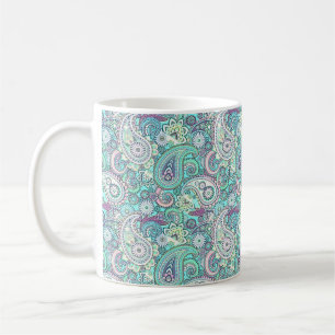 Blaue Vintage-Paisley Kaffeetasse