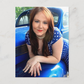 Blaue Vintage Postkarte