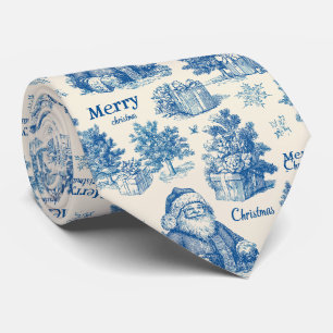 Blaue Vintage-Santa-Christmas-Toile-Muster Krawatte
