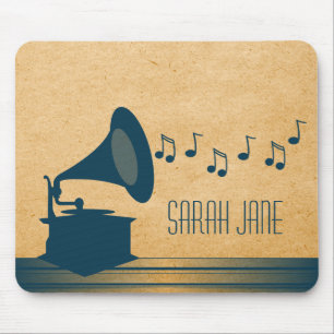 Blaue Vintage-Schallplatten-Mausunterlage Mousepad