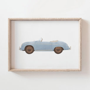 Blaue Vintage-Speedster-Kinderzimmer-Dekoration Poster