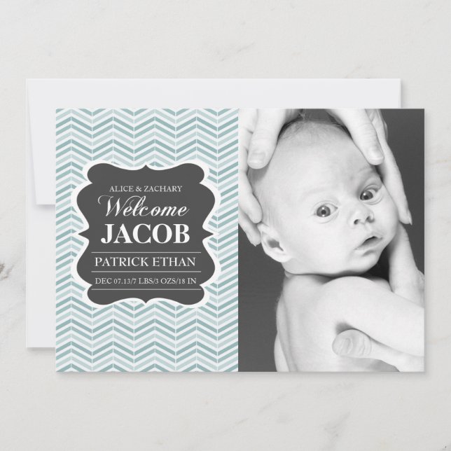 Blaue Vintage Tafel Geburtserklärung Ankündigung (Vorderseite)