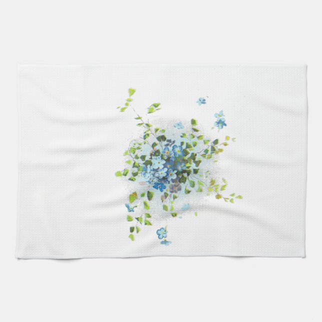 Blaue Vintage Vergissmeinnichte Handtuch (Horizontal)