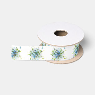 Blaue Vintage Vergissmeinnichte Satinband