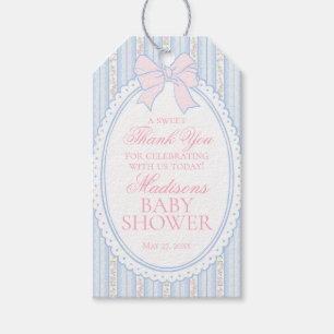 Blaue Vintage-verschlungene Blumen Geschenke für B Geschenkanhänger