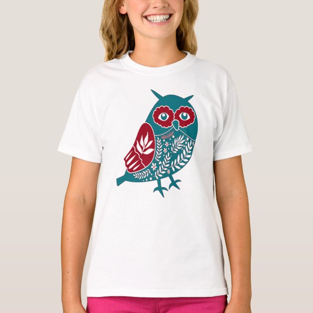 Blaue Vintage Vogelbrille T-Shirt (Vorderseite)