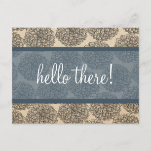 Blaue Vintage Zinnia Postkarte