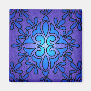 Blaue Violette Glasmalerei-Design Magnet