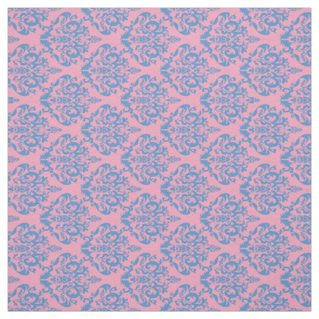 Blaue Violette Mattierte Orchid Damask Stoff (Muster)