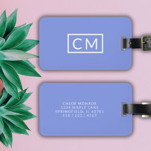 Blaue Violette Moderne Monogram Einfaches, helles  Gepäckanhänger