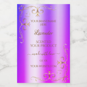 Blaue violette schimmernde goldene verzierte Produ Lebensmitteletikett