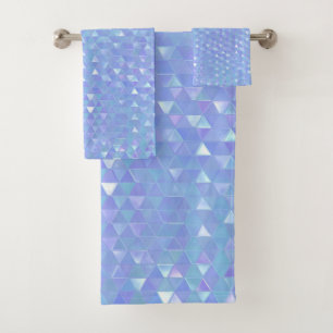 Blaue violette trendige Dreiecke geometrisch Badhandtuch Set