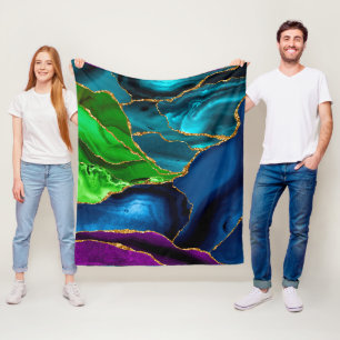 Blaue, violette und grüne Pfauenachat-Kunststoffgl Fleecedecke