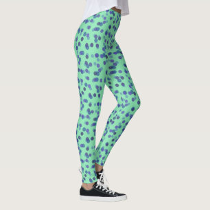 blaue, violette und hell türkisblaue Tupfen Leggings