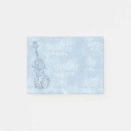 Blaue Violinen-Linie, die auf strukturiertem Post-it Klebezettel