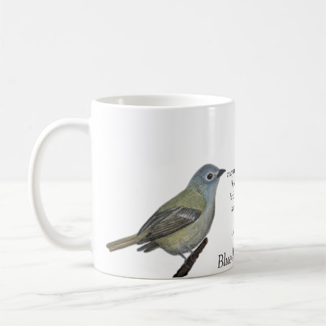Blaue Vireo Poetry Weißer Kaffee Tasse (Links)