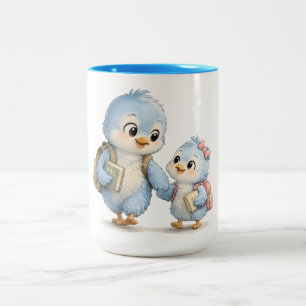 Blaue-Vogel-Akzent-Tasse Bruder Schwester Zweifarbige Tasse