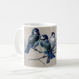 Blaue Vögel auf einem Ast von Hector Giacomelli Kaffeetasse