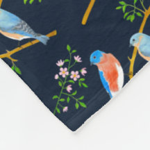 Blaue Vögel Blaue Fleece-Decke