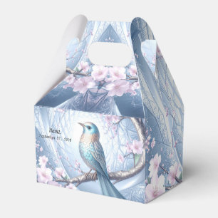 Blaue Vogel-Blumen-Geschenkbox Geschenkschachtel