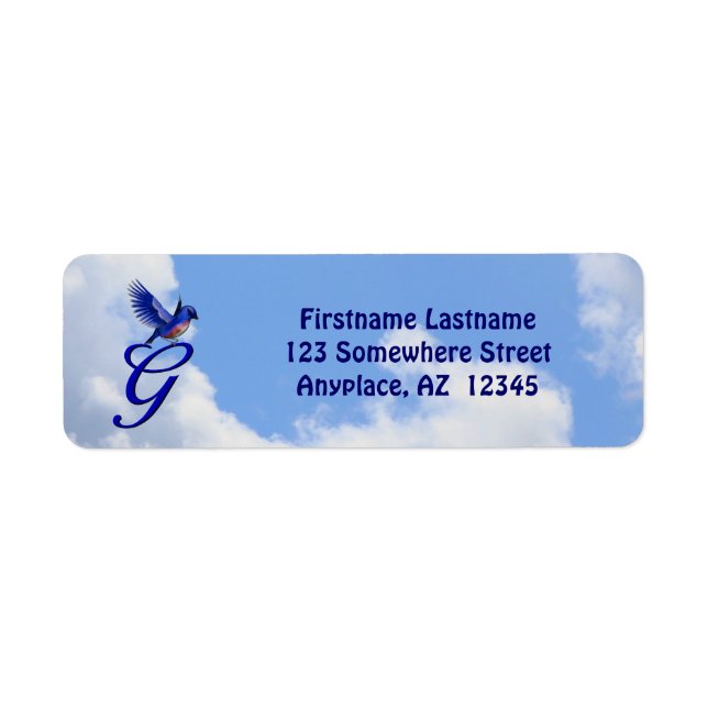 Blaue Vogel Elegante Monogramm-Initiale G Rücksend (Vorne)