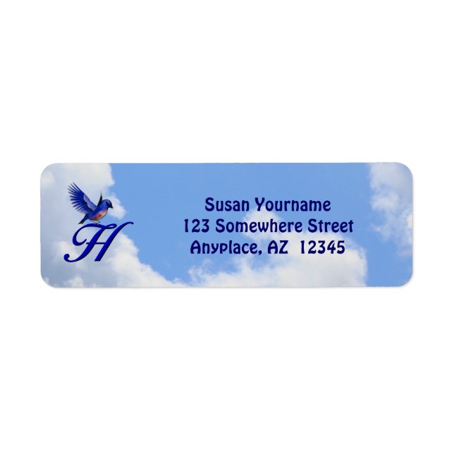 Blaue-Vogel Elegante Monogramm-Initiale H Rücksend (Vorne)