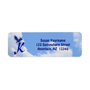 Blaue Vogel Elegante Monogramm-Initiale K Rücksend
