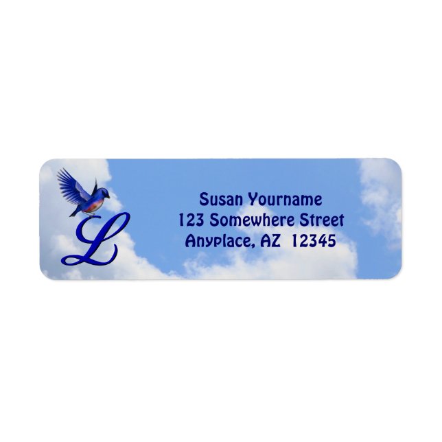 Blaue Vogel Elegante Monogramm-Initiale L Rücksend (Vorne)
