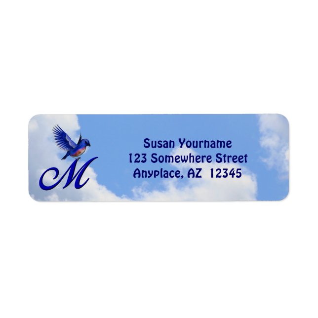 Blaue-Vogel Elegante Monogramm-Initiale M Rücksend (Vorne)